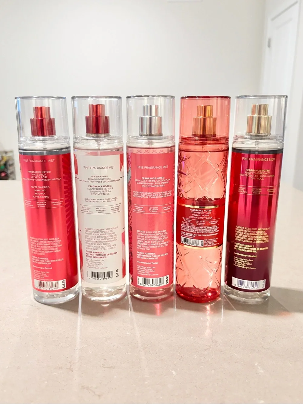 Bath & Body Works Red Bundle Lot 5 Piece Set